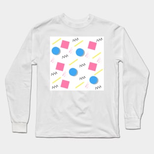 80s Memphis Pattern blue & Pink Long Sleeve T-Shirt